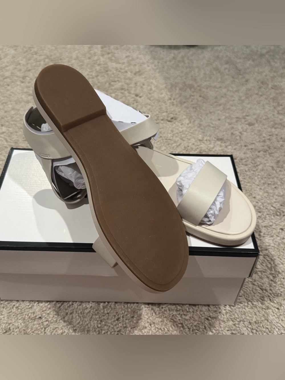 Steve Madden Cream Flat Sandals - Picture 3 of 3
